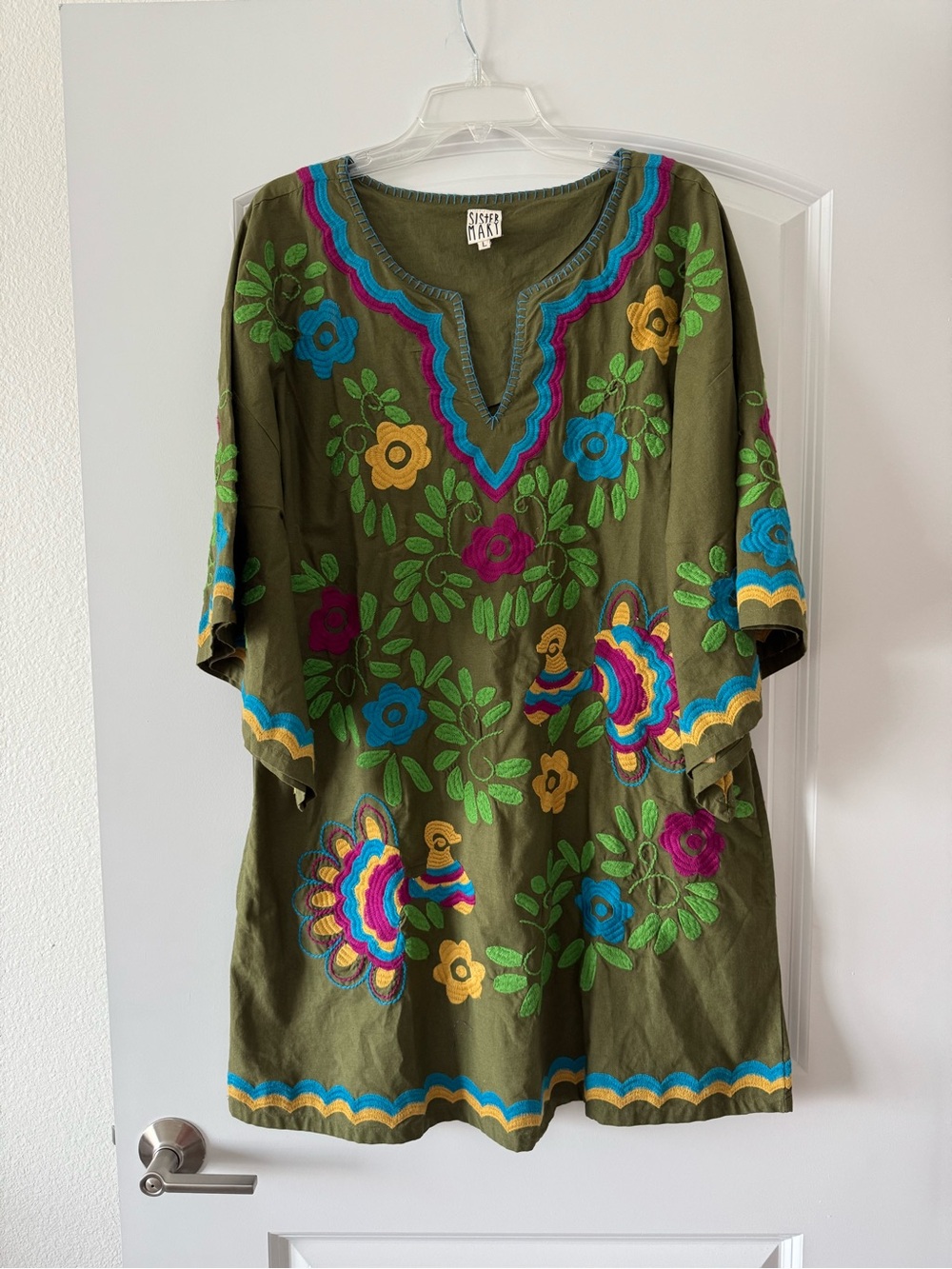 100% Cotton Sister Mary Nina Embroiled Green Dress Size L